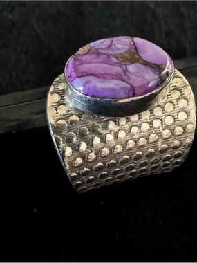 Bohemian Sterling Silver 925 Purple Turquoise Gemstone Wrap/Ajustable Ring